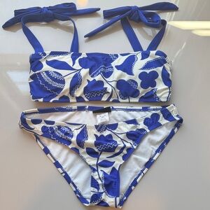 kate spade Blue and White Floral Bikini Top & Bottom Set